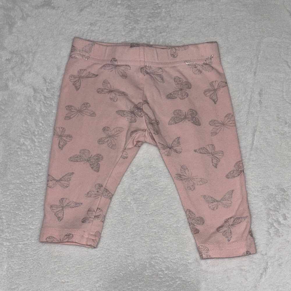 (3 for $10) George Pink Butterfly Print Baby Leggings 3-6 month baby girl